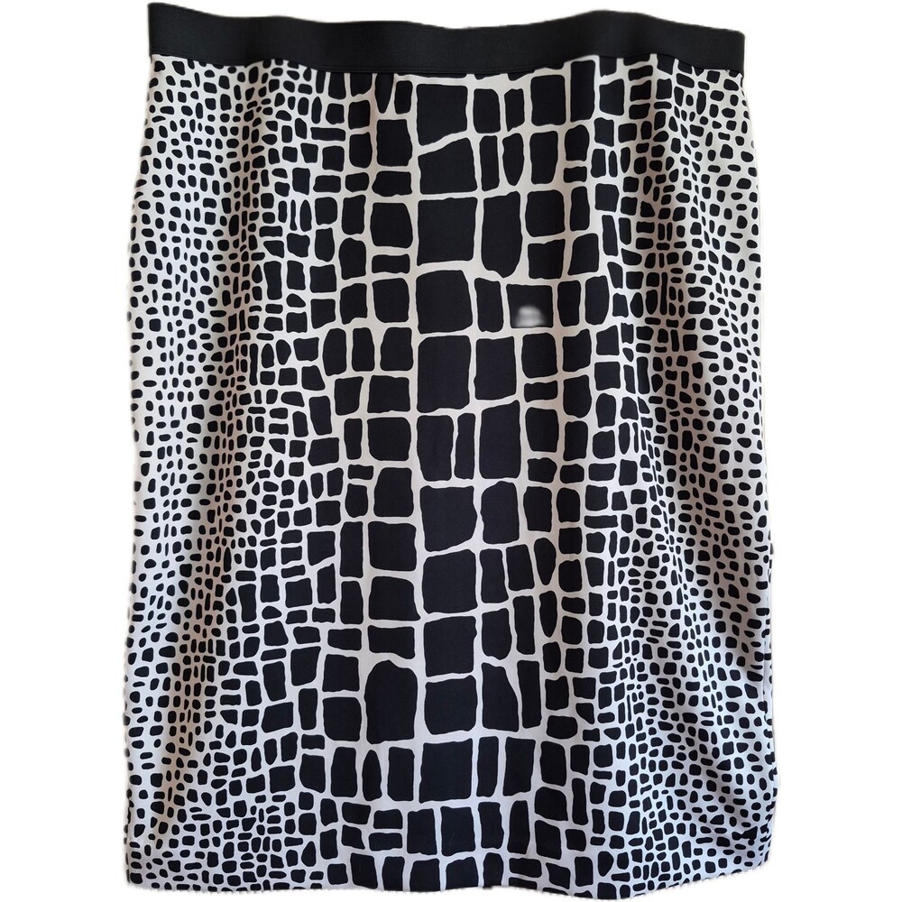 Alfani Women's Skirt Size XL Black Beige Animal Print